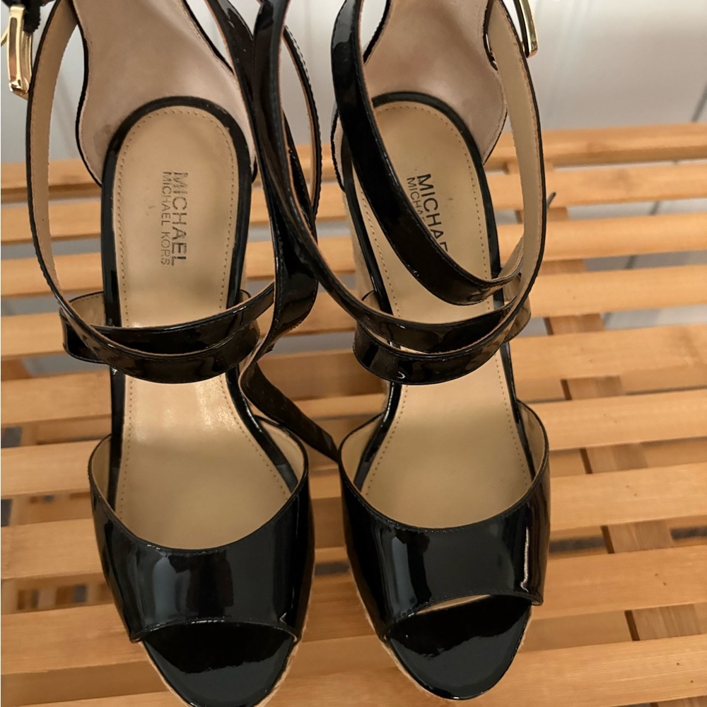 Michael Kors Glossy Black Strappy Heels